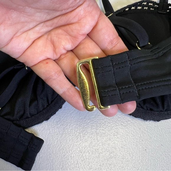 Shade & Shore Women’s Black Chochet Underwire Bikini Top Removable Pads Size 34D - Picture 6 of 9